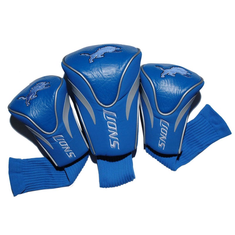 Team Golf أغطية رأس مضارب الجولف من فريق غولف NFL ديترويت ليونز (عدد 3) مرقمة 1، 3، و X، تناسب المضارب الكبيرة، والمرافق، والإنقاذ، ومضارب الفيرواي، مبطنة بالفيلور لحماية إضافية للمضارب - Image 1